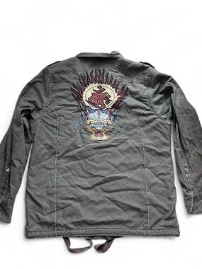 Edward Dada Men's Embroidered Dragon Utility Jacket